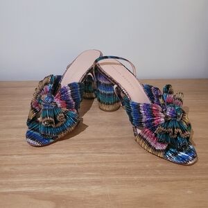 Loeffler Randall Camellia Pleated Bow Heel Multicolor Tropical Rainbow Size 8½